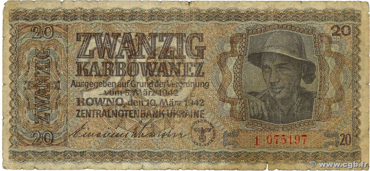 20 Karbowanez UKRAINE  1942 P.053 G