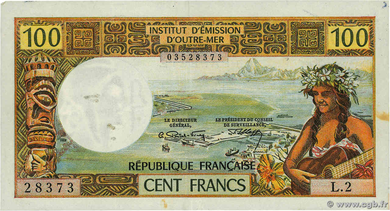 100 Francs TAHITI  1973 P.24b q.SPL