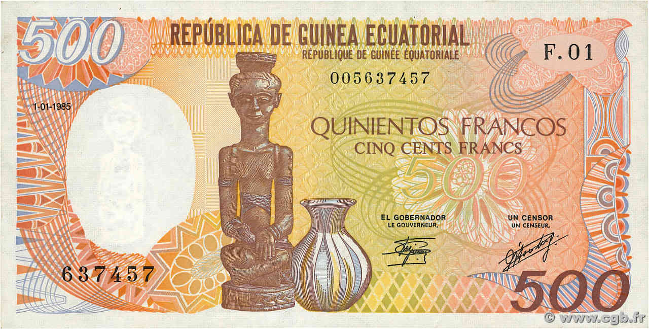 500 Francs type 1985 GUINÉE ÉQUATORIALE  1985 A.259a TTB
