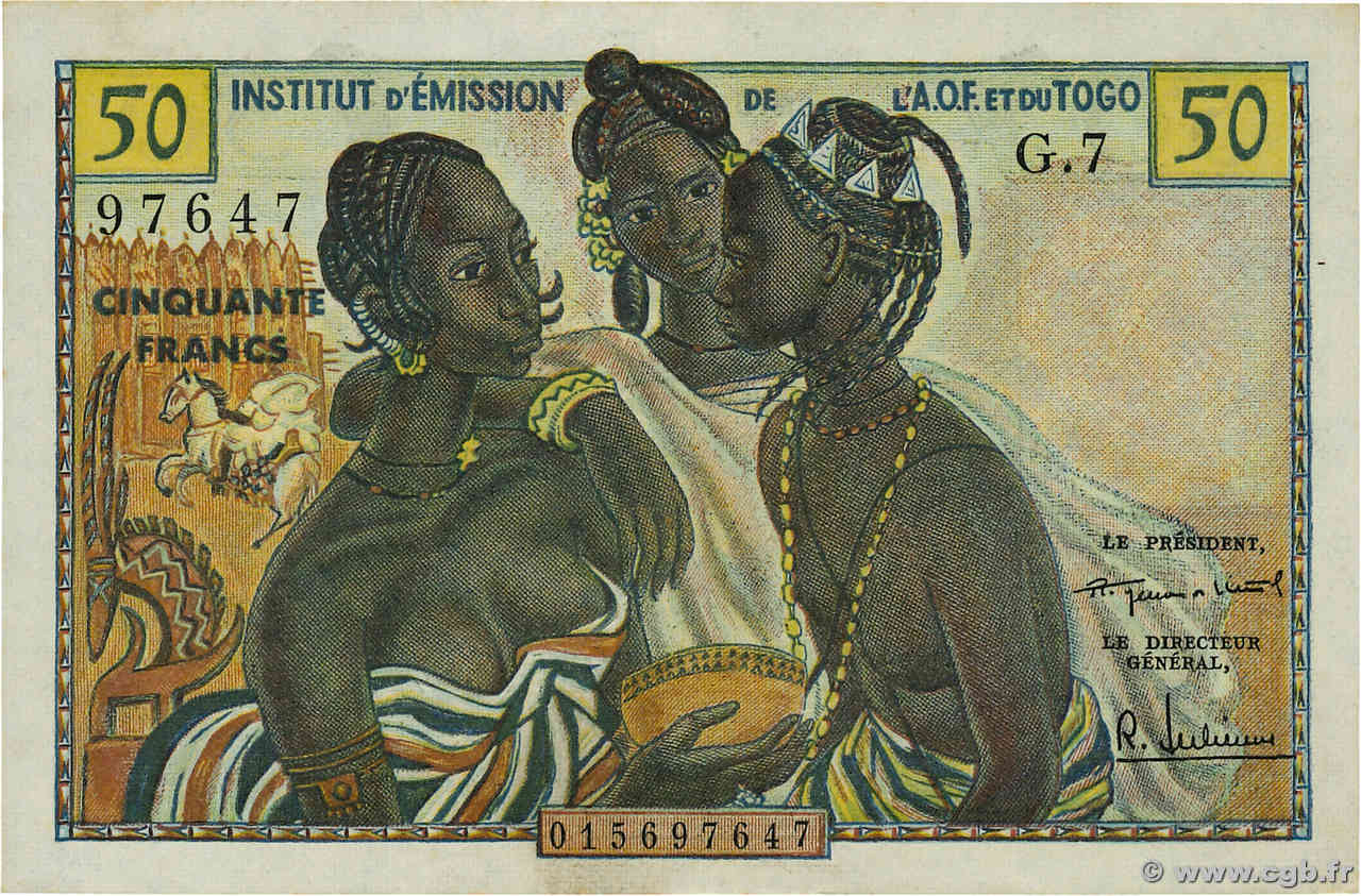 50 Francs FRENCH WEST AFRICA  1956 P.45 fST+