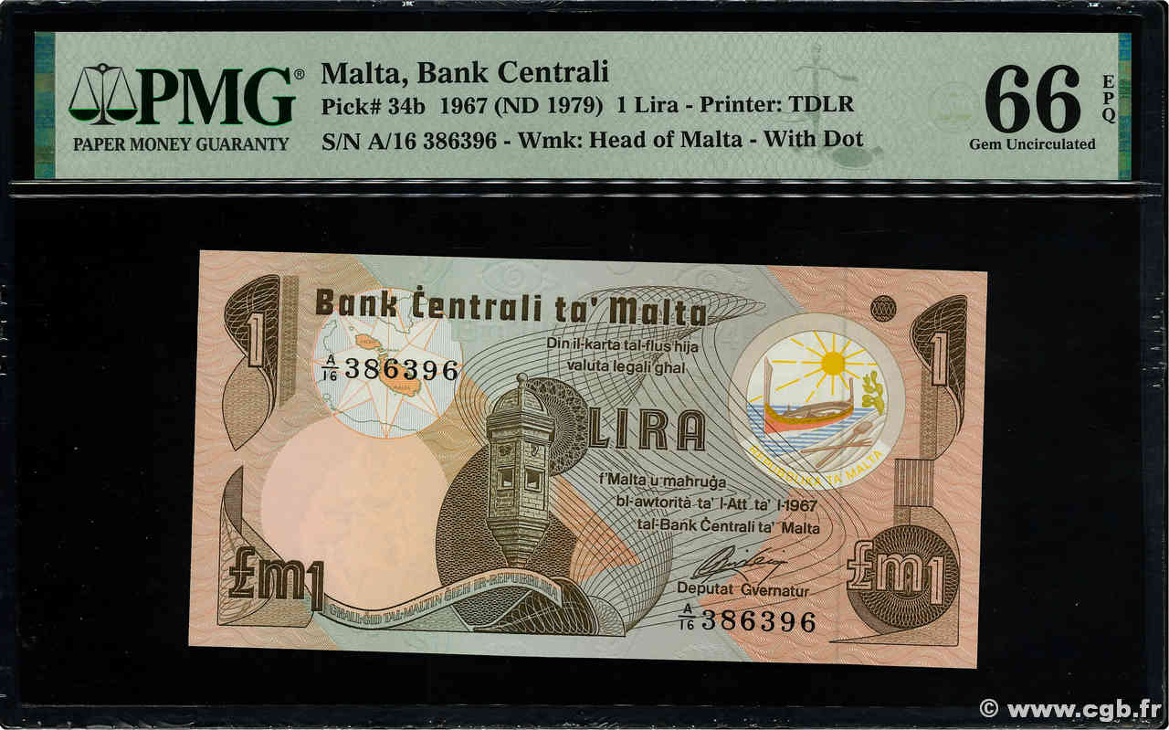 1 Lira MALTA  1979 P.34b UNC