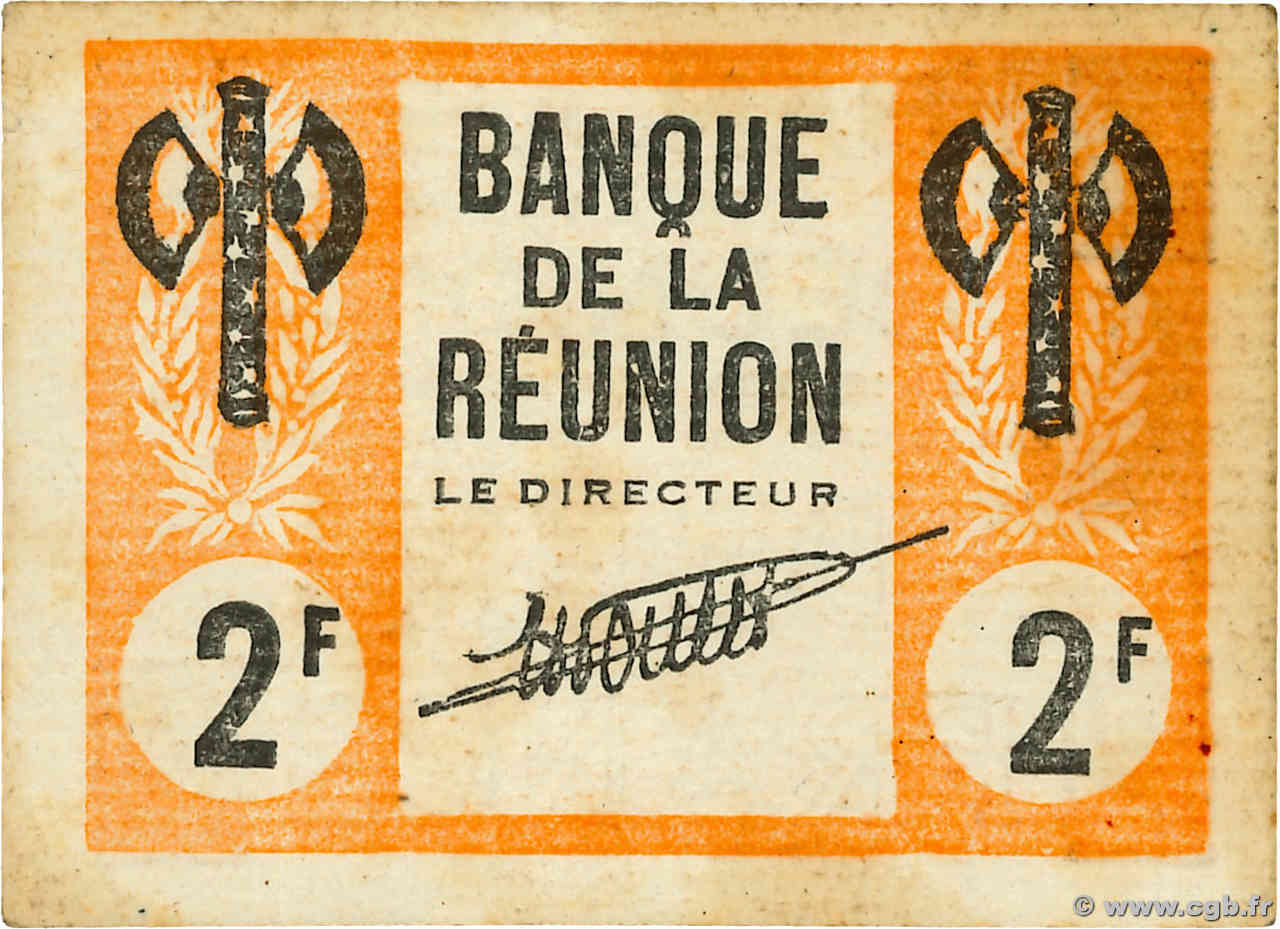 2 Francs type 1942 Francisque REUNION  1942 P.32 AU