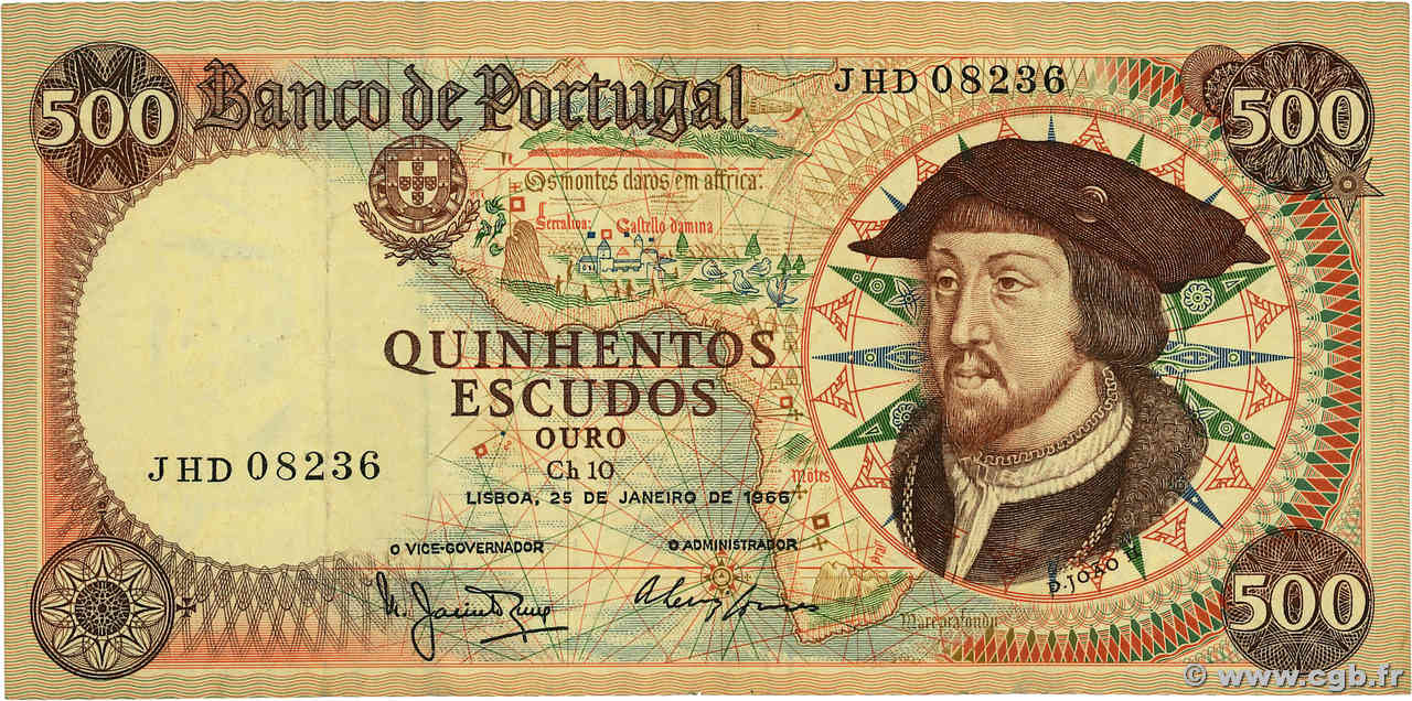 全国総量無料で 500 Escudos PORTUGAL 1966 P.170 517176 Banknotes 世界
