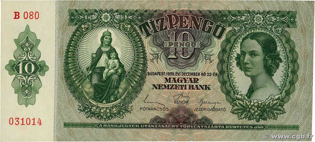 10 Pengö HONGRIE  1936 P.100 pr.NEUF