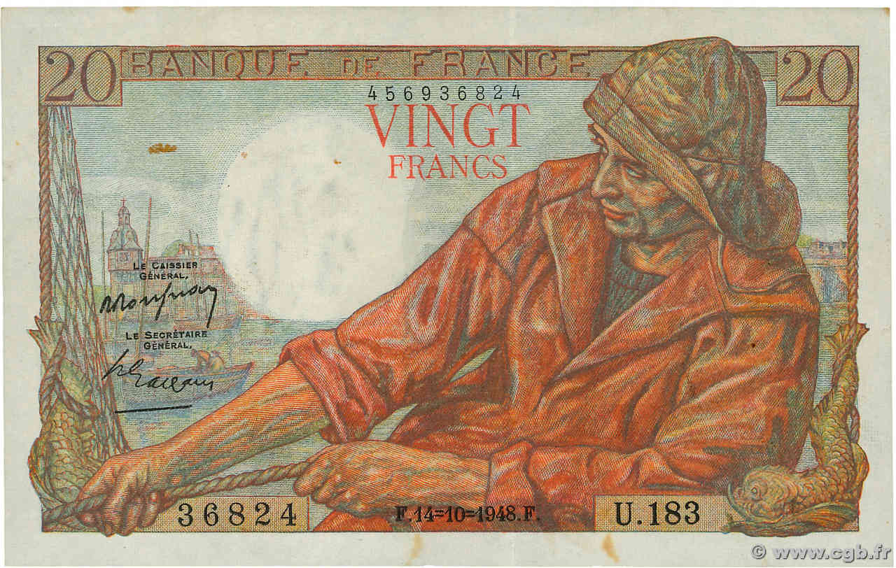 20 Francs PÊCHEUR FRANCE  1948 F.13.13 TTB+