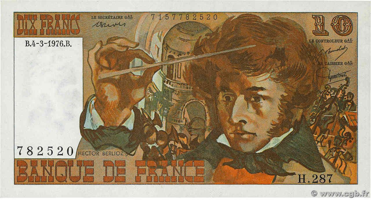 10 Francs BERLIOZ FRANCE  1976 F.63.18 SPL