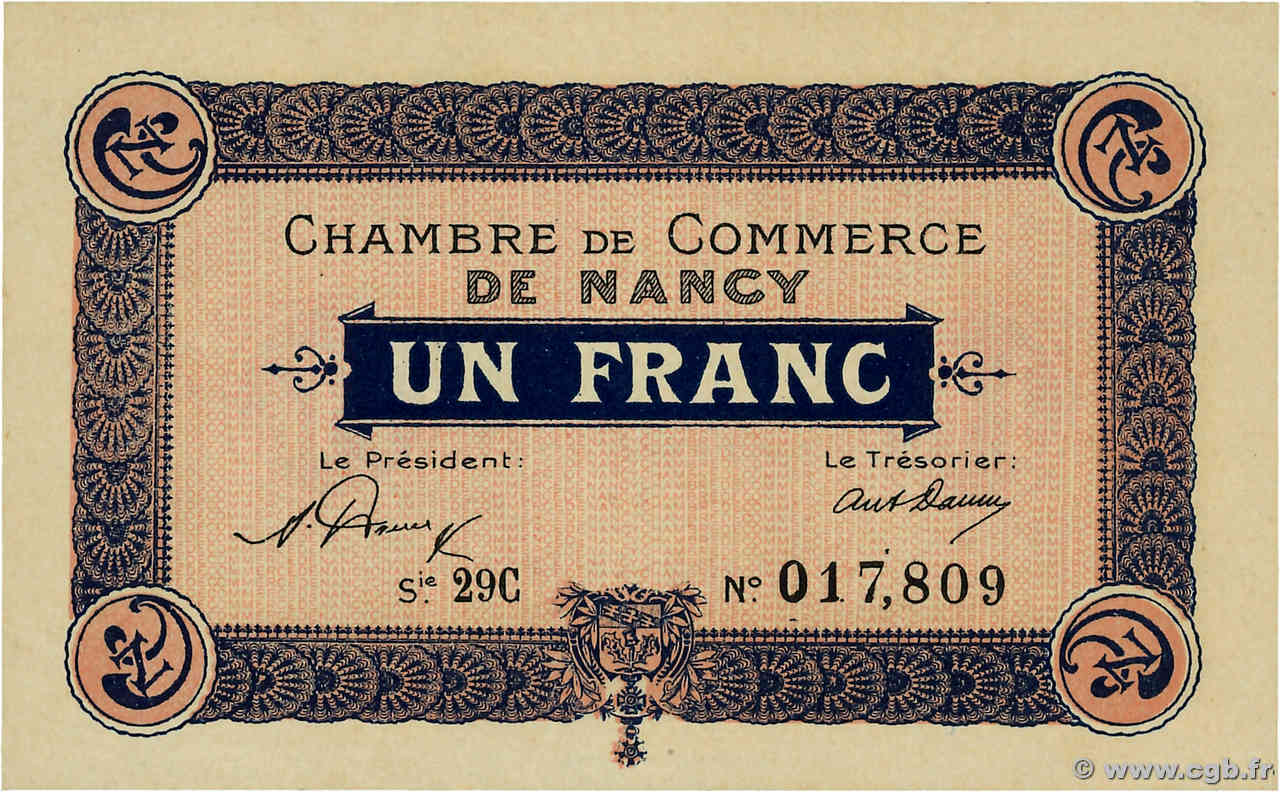 1 Franc FRANCE régionalisme et divers Nancy 1921 JP.087.51 NEUF