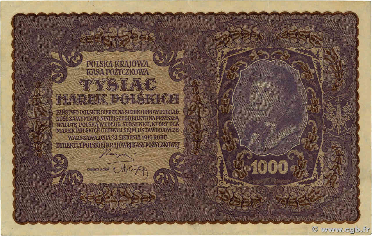1000 Marek POLOGNE  1919 P.029 SUP