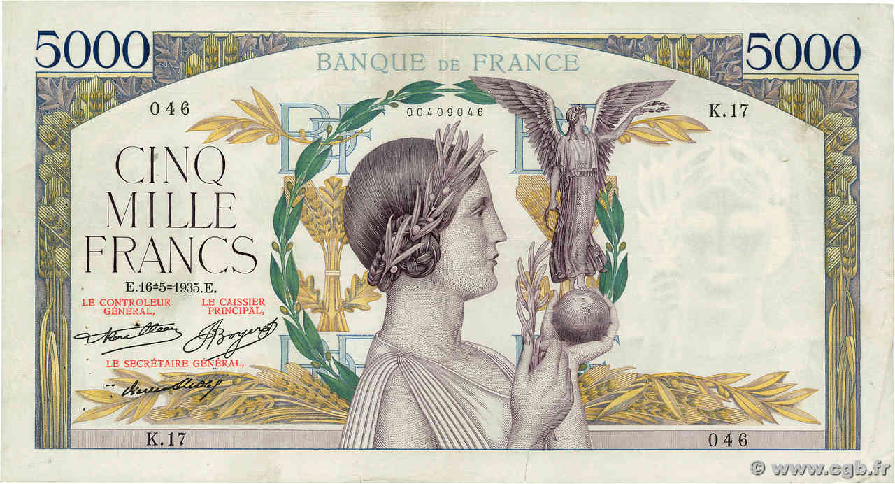 5000 Francs VICTOIRE FRANKREICH  1935 F.44.02 fSS