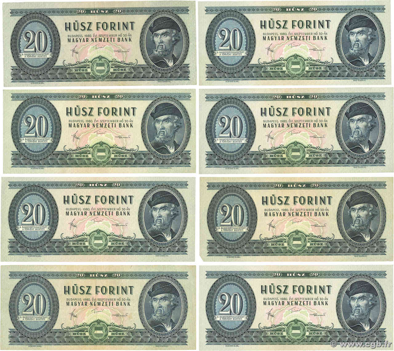 20 Forint Lot HONGRIE  1980 P.169g TTB
