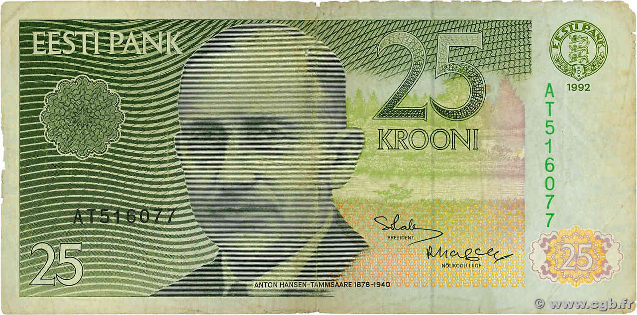 25 Krooni ESTONIE  1992 P.73b B+