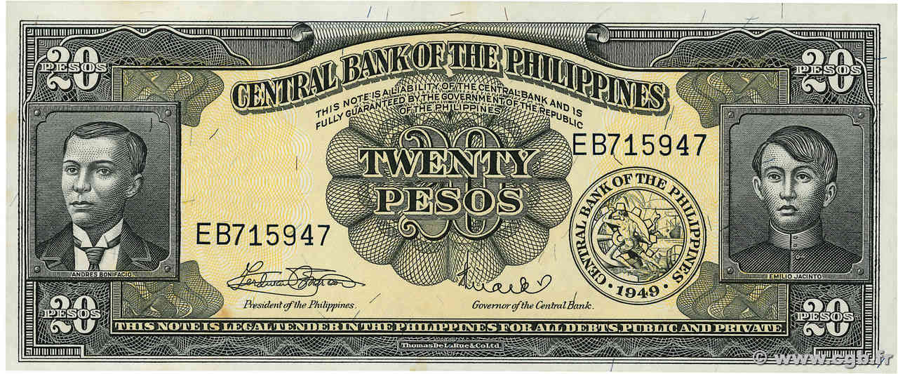 20 Pesos PHILIPPINES  1949 P.137d NEUF