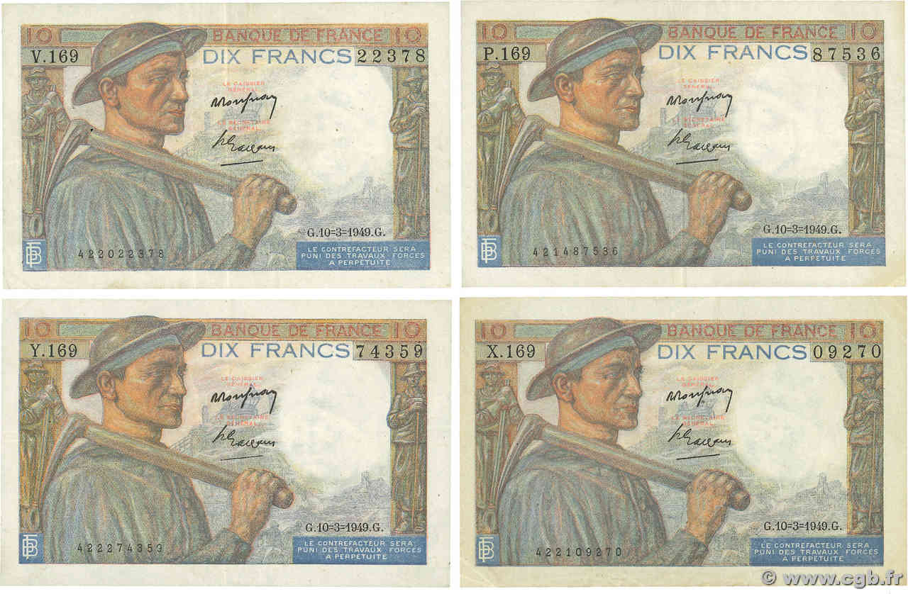 10 Francs MINEUR Lot FRANCE  1949 F.08.20 pr.TTB