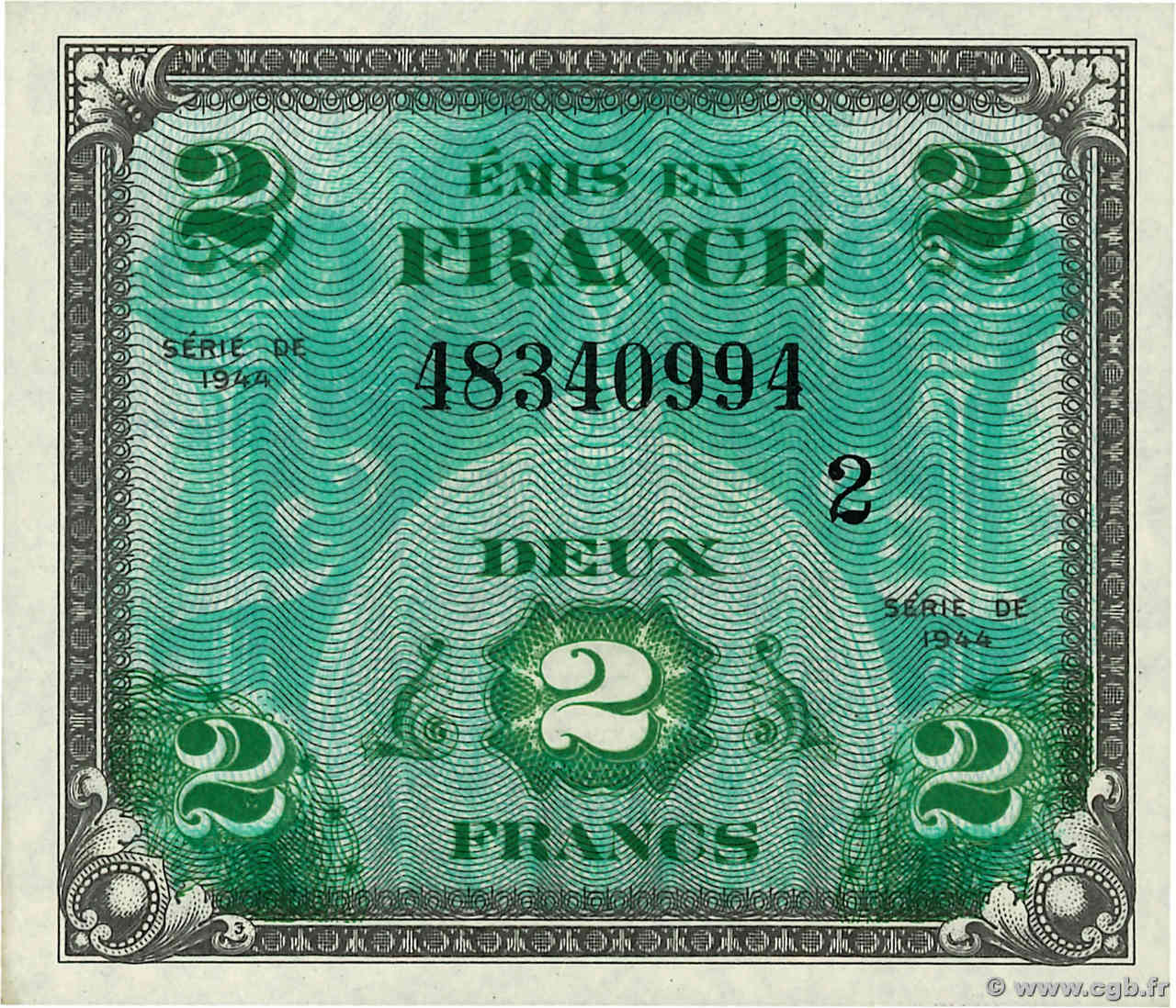 2 Francs DRAPEAU FRANKREICH  1944 VF.16.02 fST+