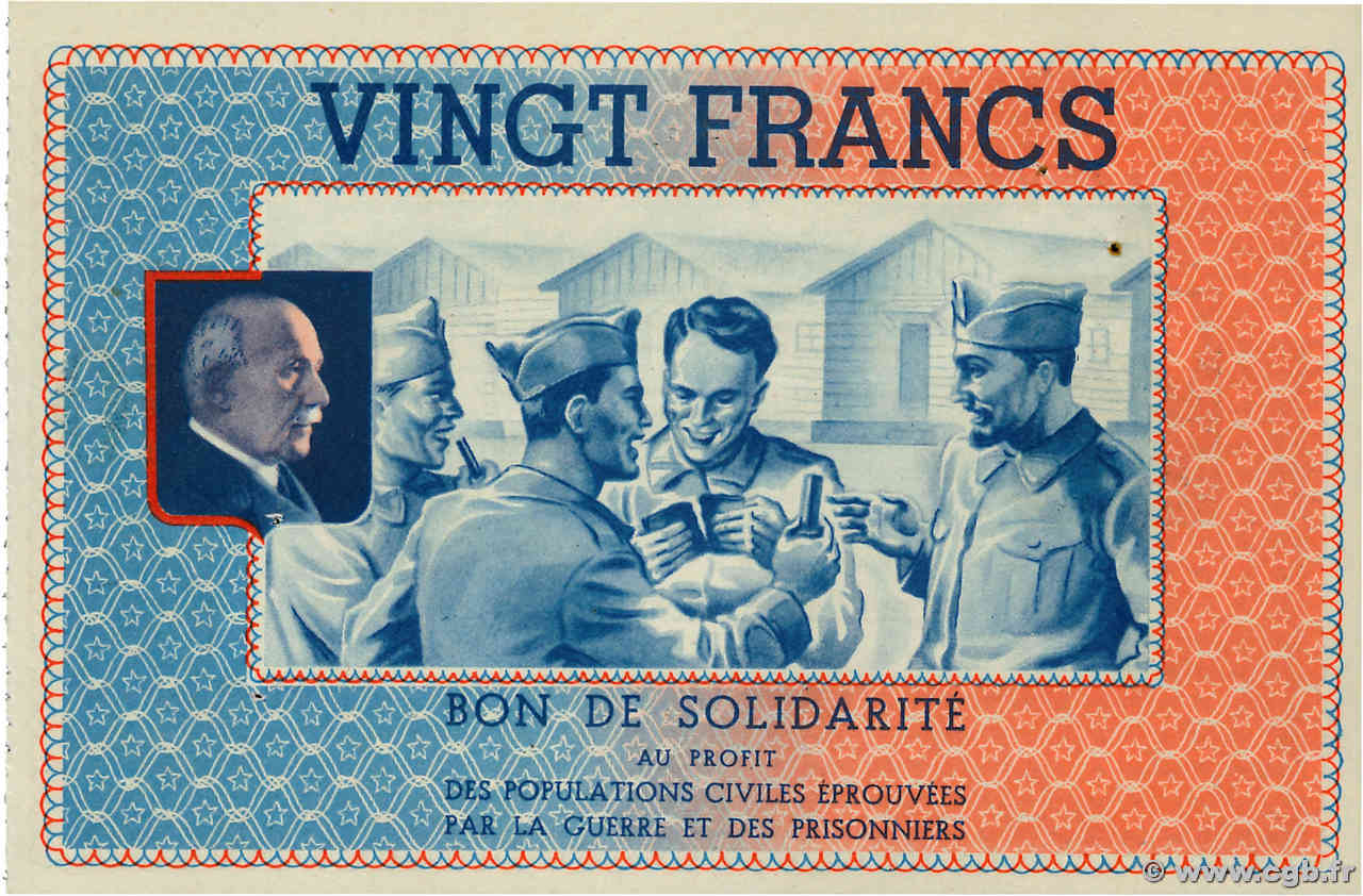 20 Francs BON DE SOLIDARITÉ FRANCE regionalismo e varie  1941 KL.08C3 SPL