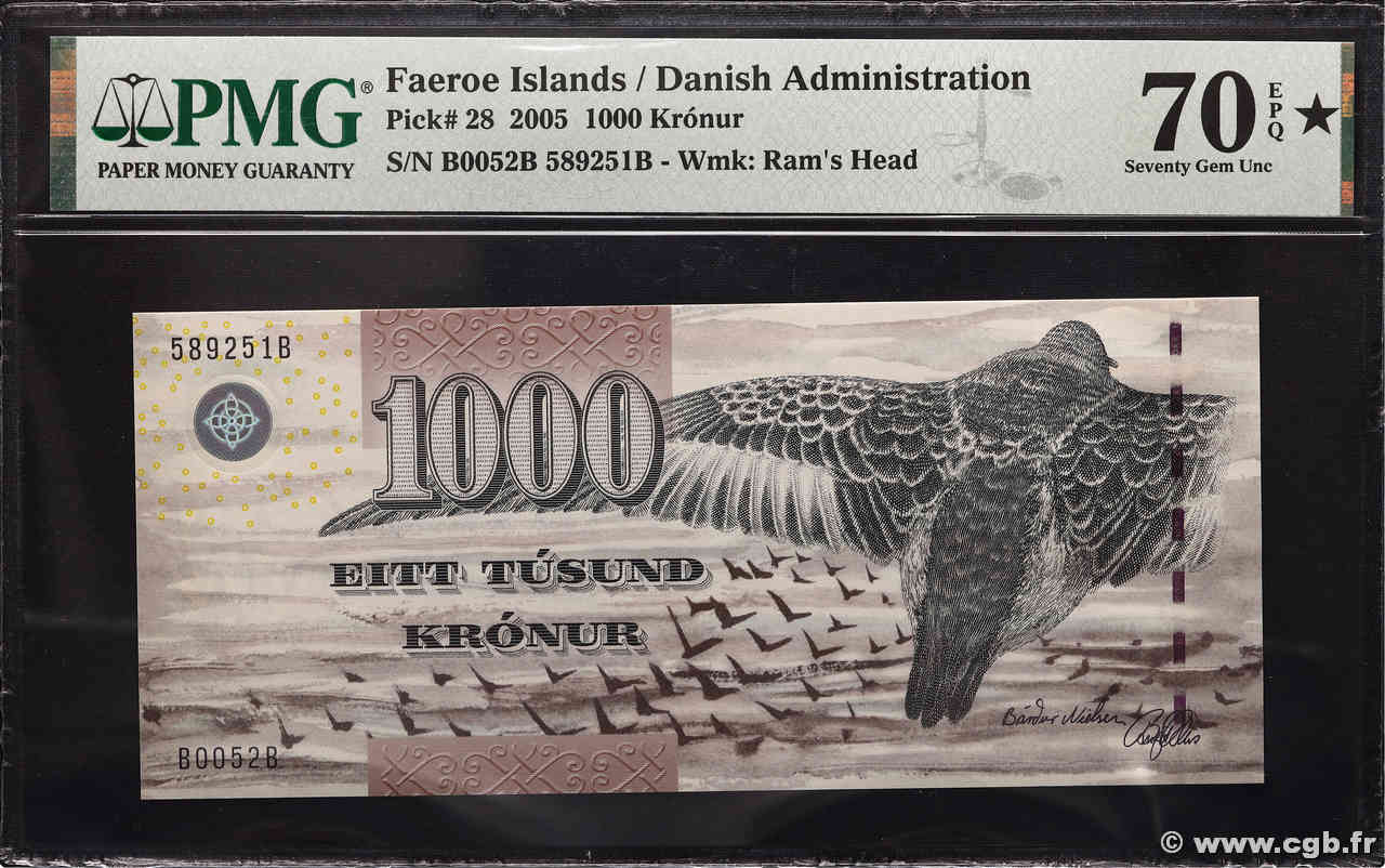 1000 Kronur FAEROE ISLANDS  2005 P.28 UNC