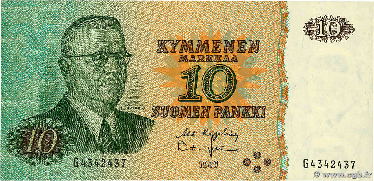 10 Markkaa FINLANDE  1980 P.111 SUP