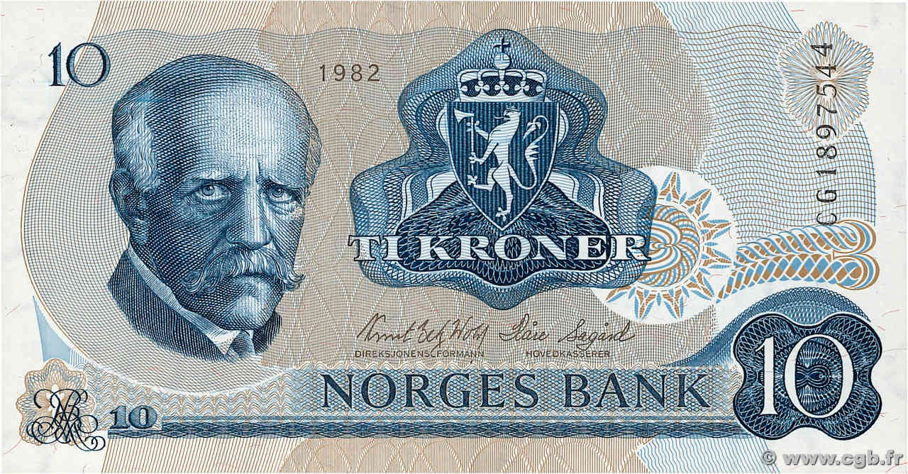 10 Kroner NORVÈGE  1982 P.36c pr.NEUF