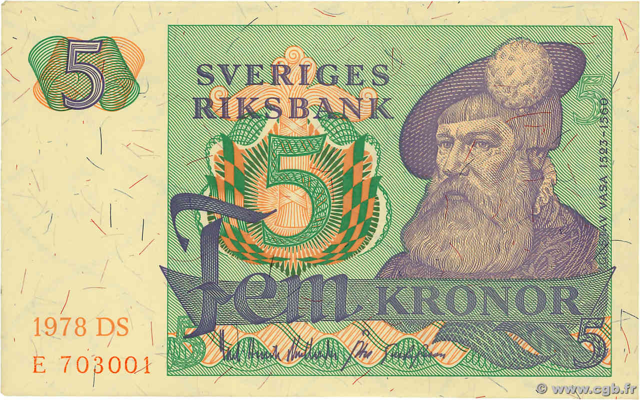 5 Kronor SUÈDE  1978 P.51d SPL