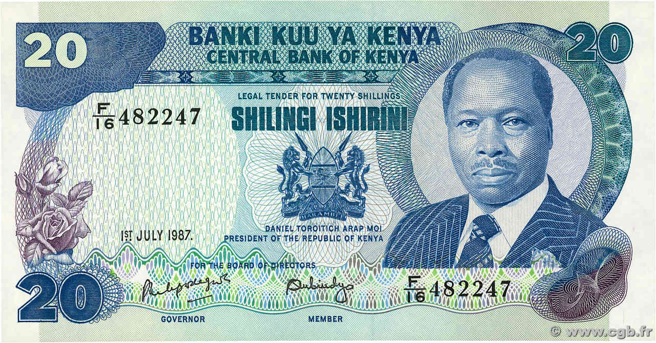 20 Shillings KENYA  1987 P.21f pr.NEUF