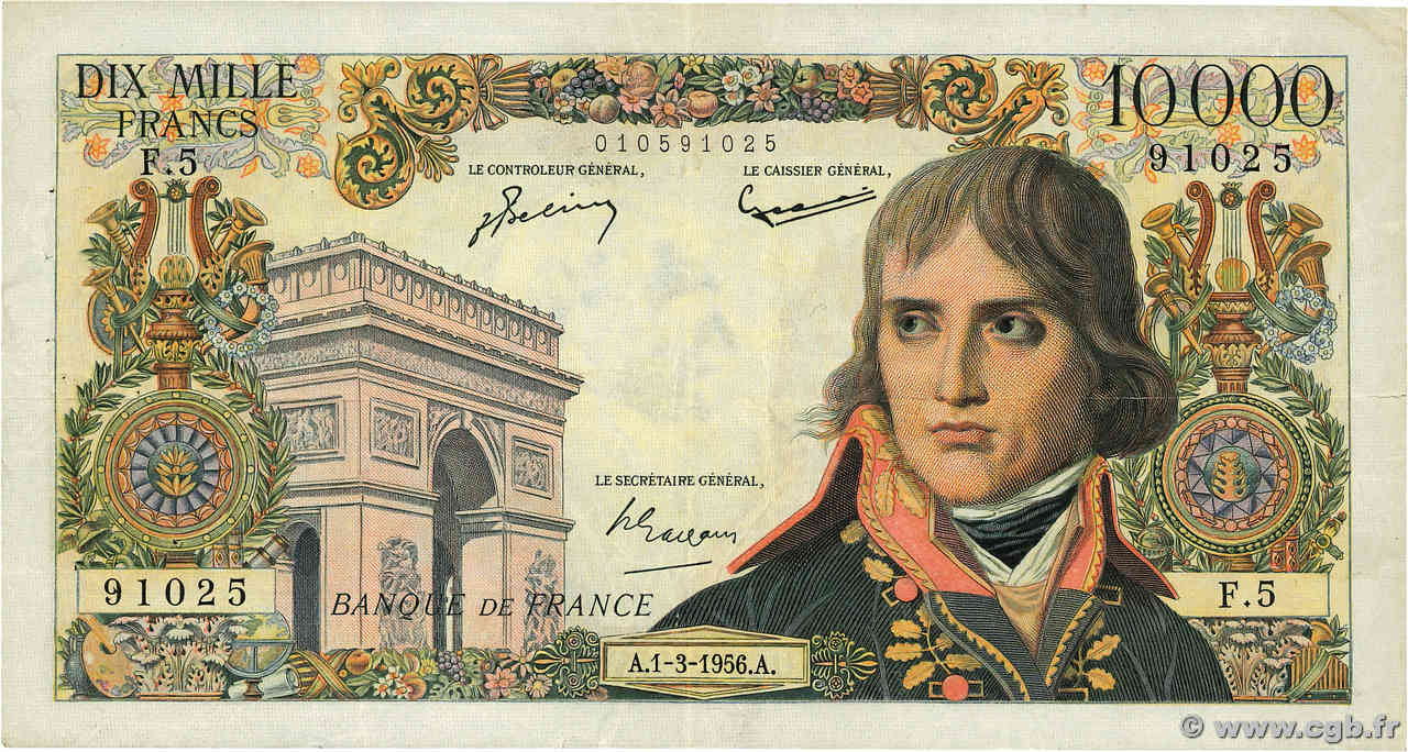 10000 Francs BONAPARTE FRANCE  1956 F.51.02 VF-