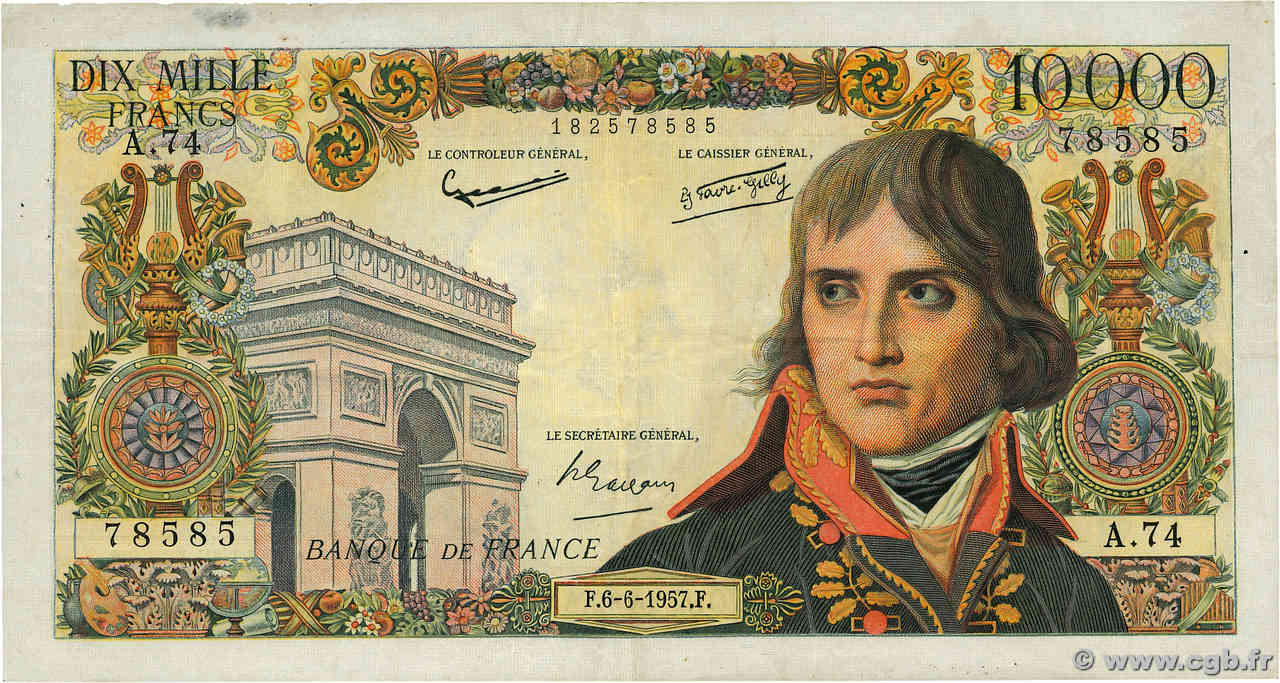 10000 Francs BONAPARTE FRANKREICH  1957 F.51.08 fSS