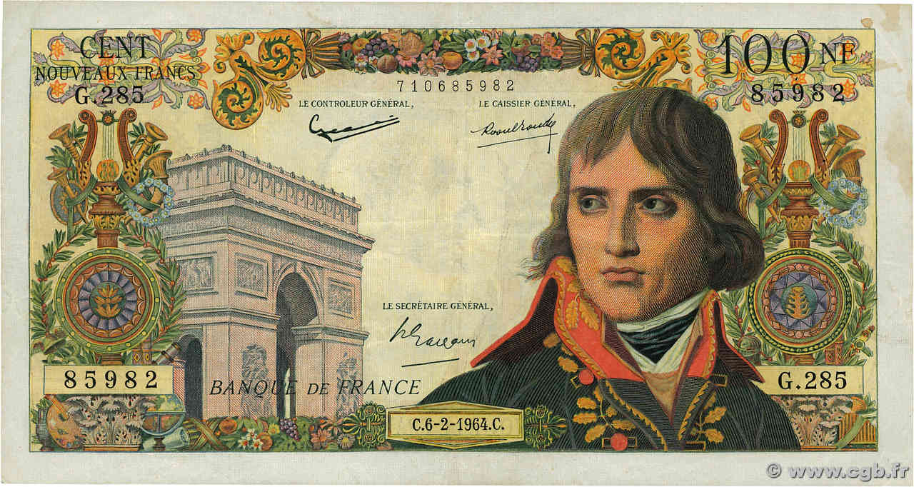 100 Nouveaux Francs BONAPARTE FRANKREICH  1964 F.59.25 fSS