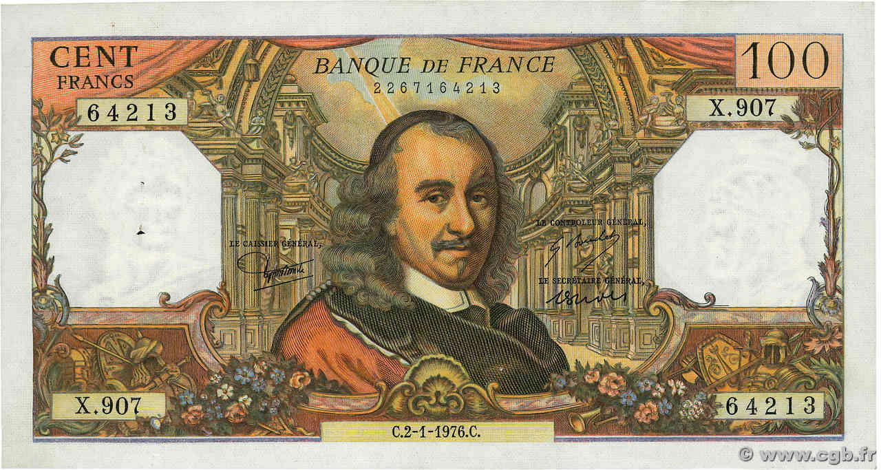 100 Francs CORNEILLE FRANCE  1976 F.65.51 pr.SPL