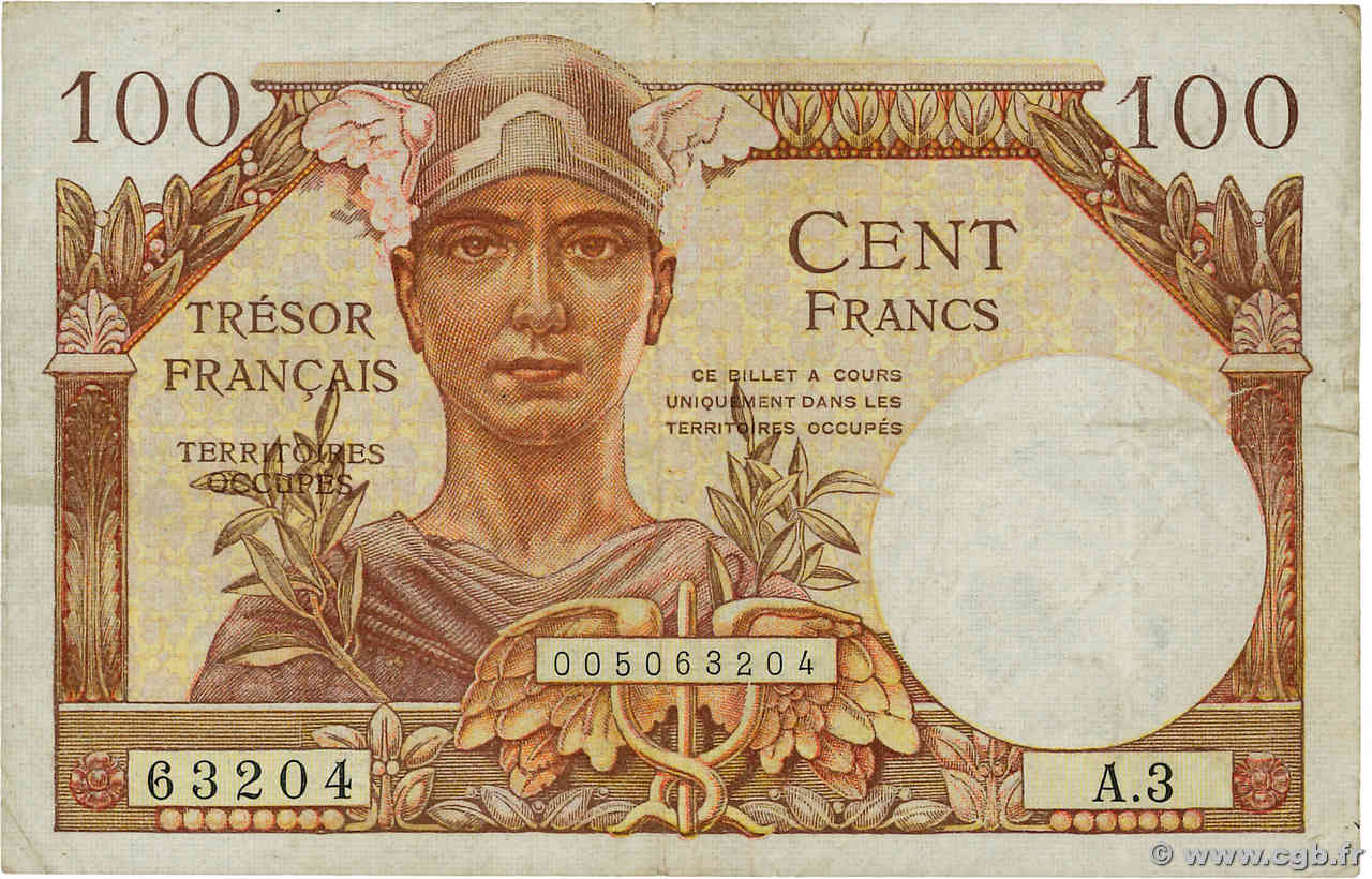 100 Francs TRÉSOR FRANÇAIS FRANCIA  1947 VF.32.03 q.BB