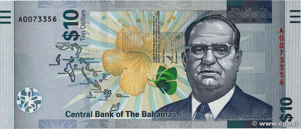 10 Dollars BAHAMAS  2022 P.87 NEUF