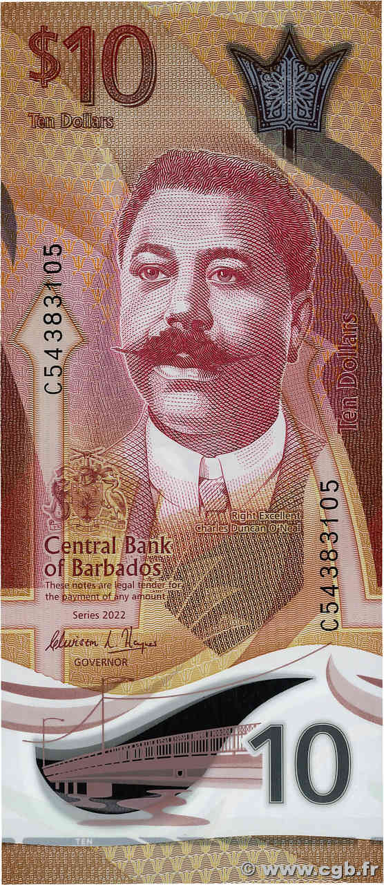 10 Dollars BARBADOS  2022 P.82 ST