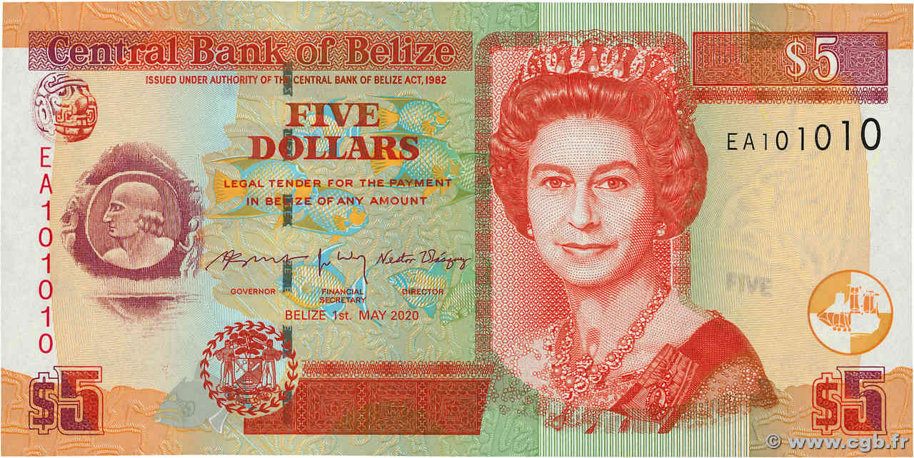 5 Dollars Numéro spécial BELIZE  2020 P.67h FDC