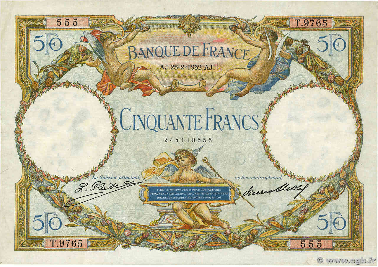 50 Francs LUC OLIVIER MERSON type modifié FRANCE  1932 F.16.03 F