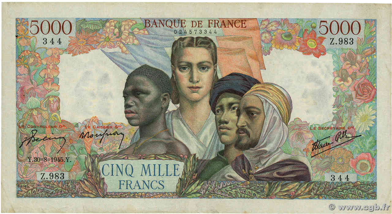 5000 Francs EMPIRE FRANÇAIS FRANCIA  1945 F.47.41 BC+