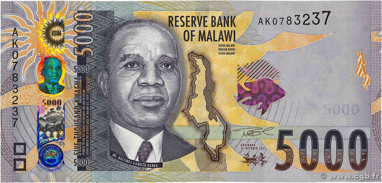 5000 Kwacha MALAWI  2021 P.71 UNC