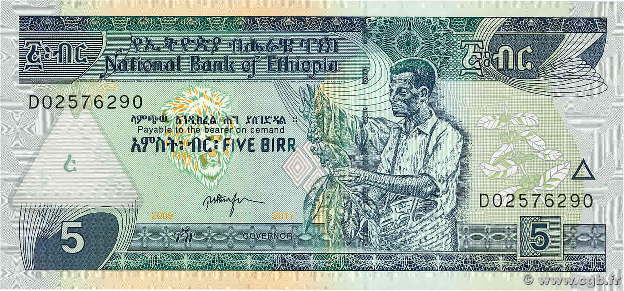 5 Birr ETHIOPIA  2017 P.47h UNC
