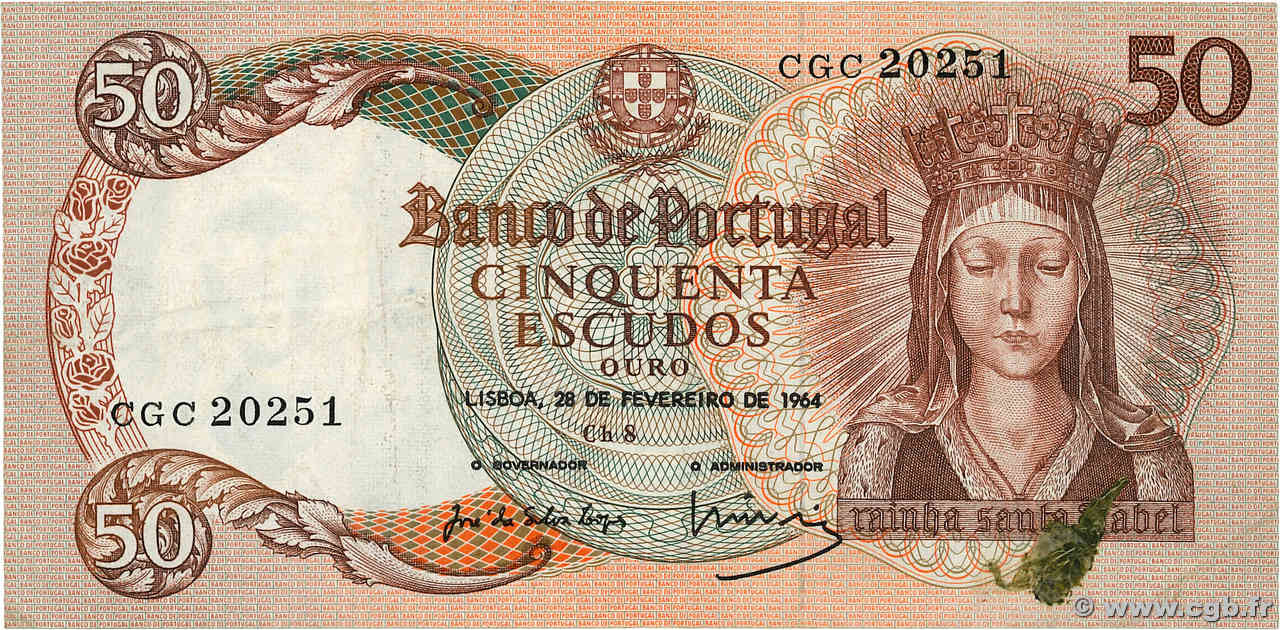 50 Escudos PORTUGAL  1964 P.168 MBC+