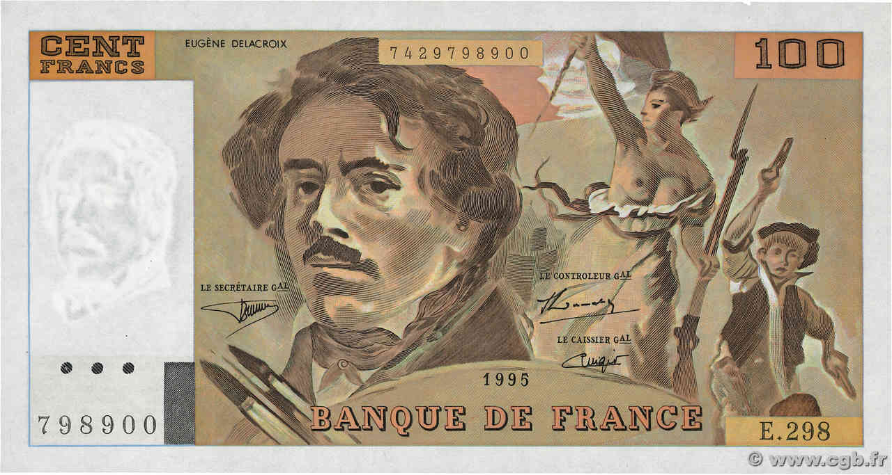 100 Francs DELACROIX 442-1 & 442-2 FRANCIA  1995 F.69ter.02d q.FDC