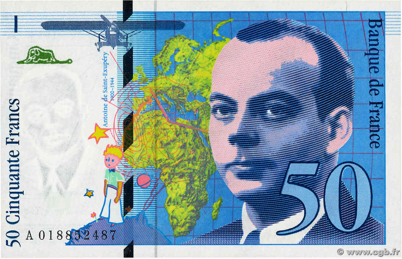 50 Francs SAINT-EXUPÉRY modifié FRANCIA  1994 F.73.01c q.FDC