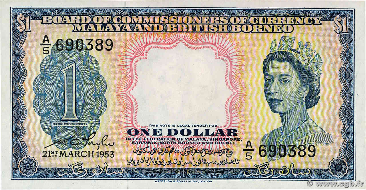 1 Dollar MALAYA e BRITISH BORNEO  1953 P.01 q.FDC