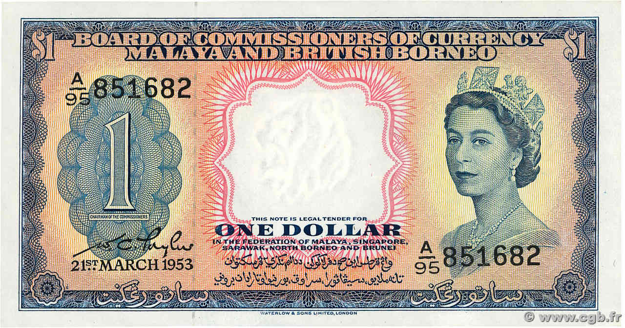 1 Dollar MALAYA und BRITISH BORNEO  1953 P.01 fST+