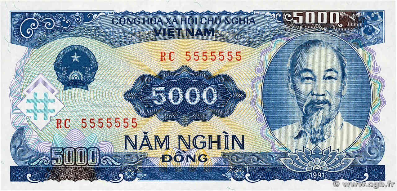 5000 Dong Numéro spécial VIETNAM  1991 P.108a UNC