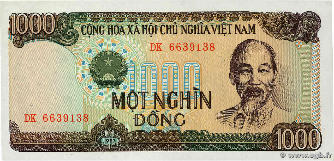 1000 Dong VIETNAM  1987 P.102a UNC