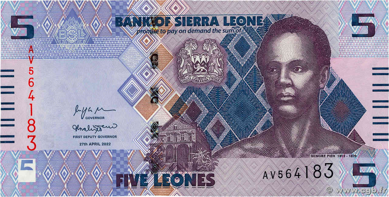 5 Leones SIERRA LEONA  2022 P.36 FDC