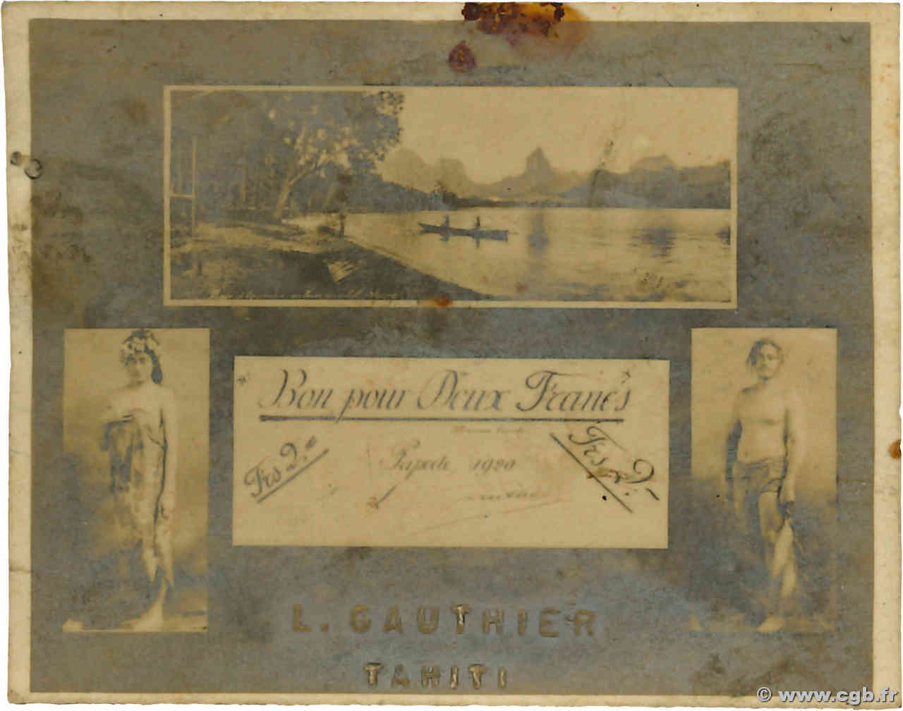 2 Francs Photo TAHITI  1920 P.- VF+