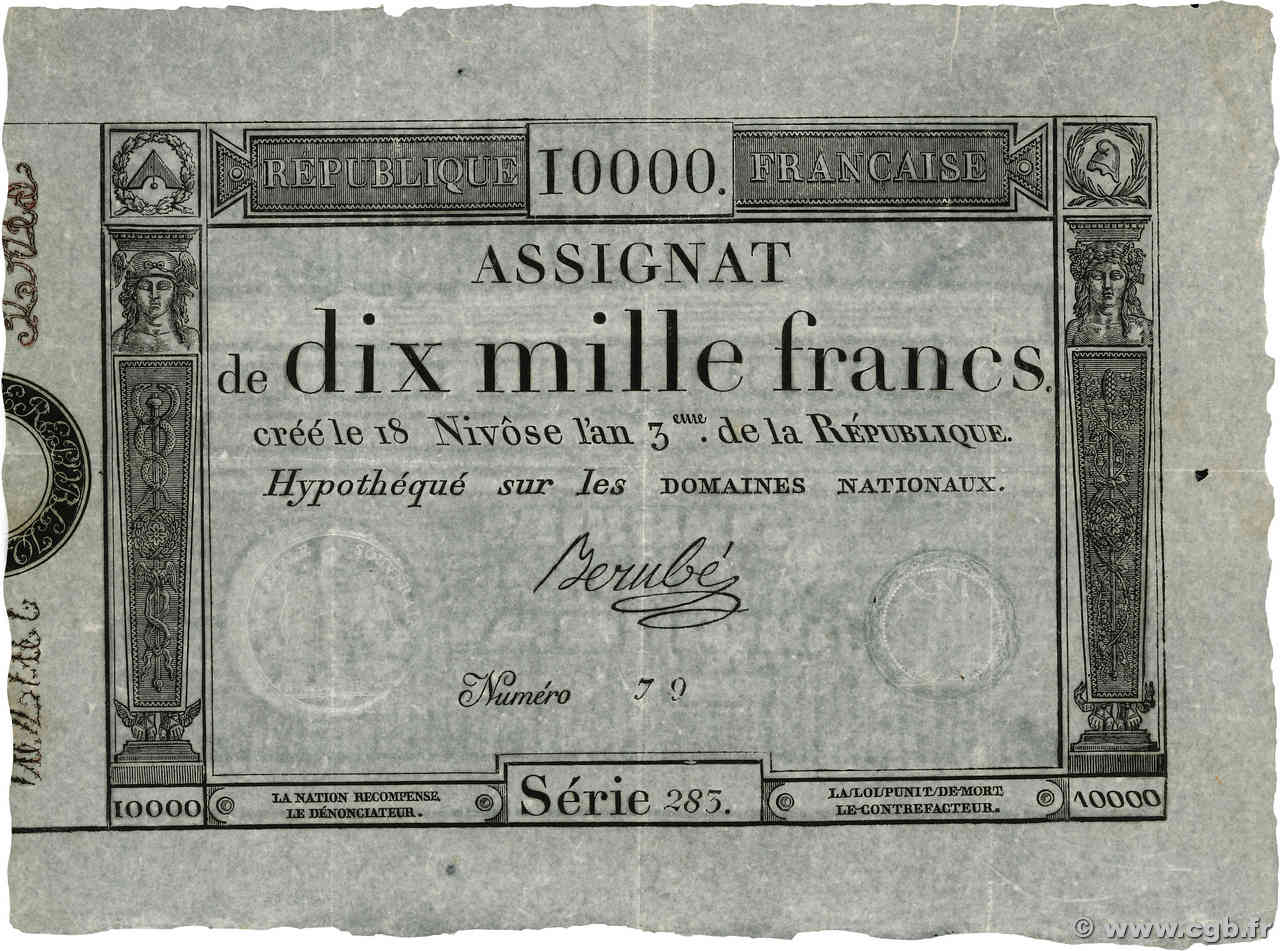 10000 Francs FRANCE  1795 Ass.52a TTB+