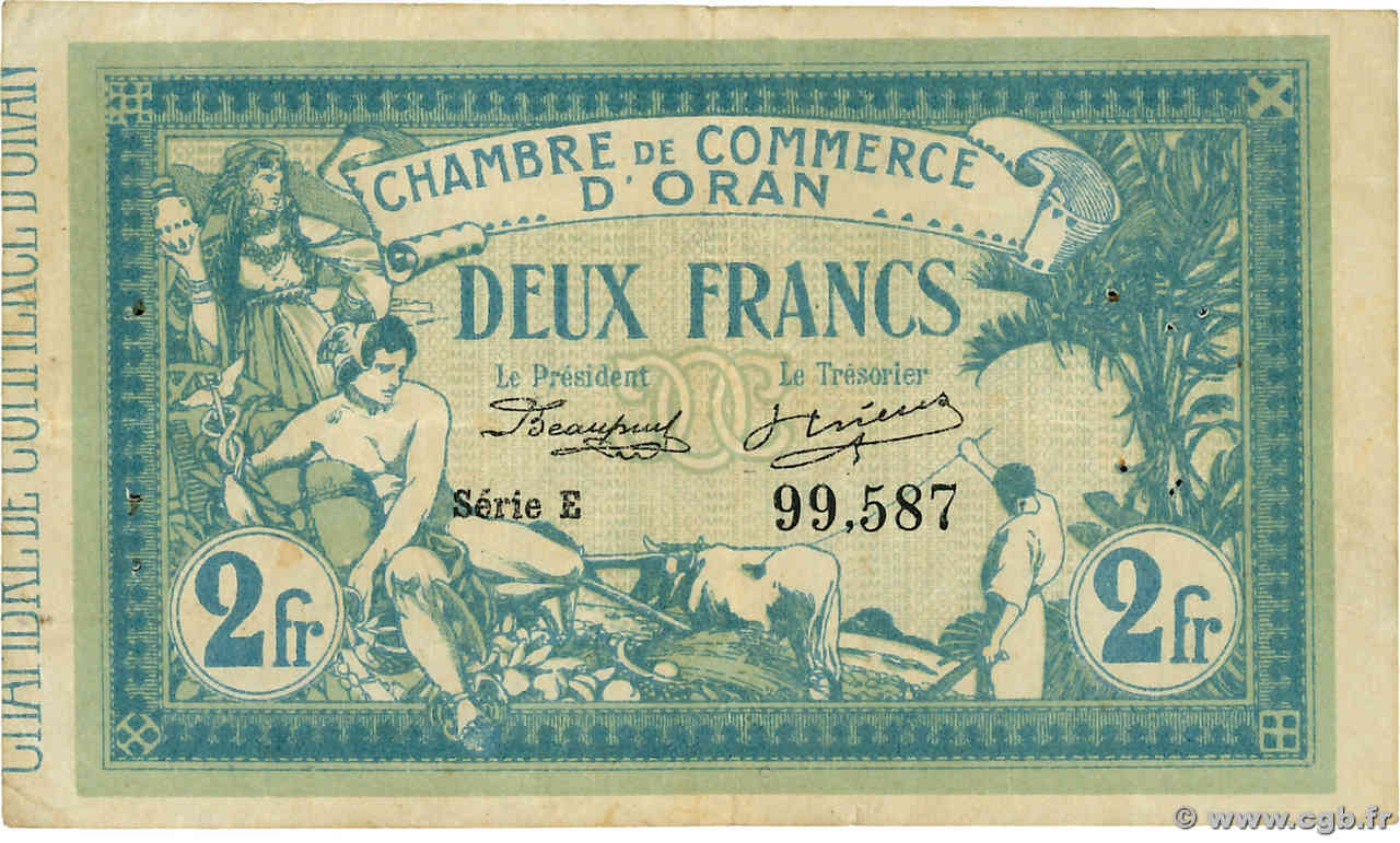2 Francs ALGÉRIE Oran 1915 JP.141.03 TTB+