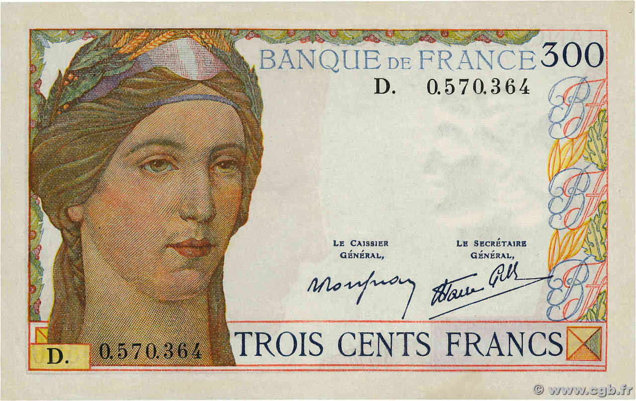 300 Francs FRANCE  1938 F.29.01 TTB+