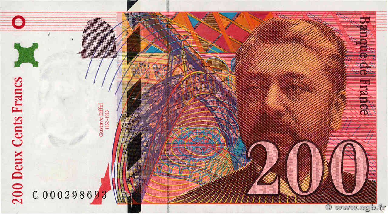 200 Francs EIFFEL FRANKREICH  1995 F.75.01 fVZ