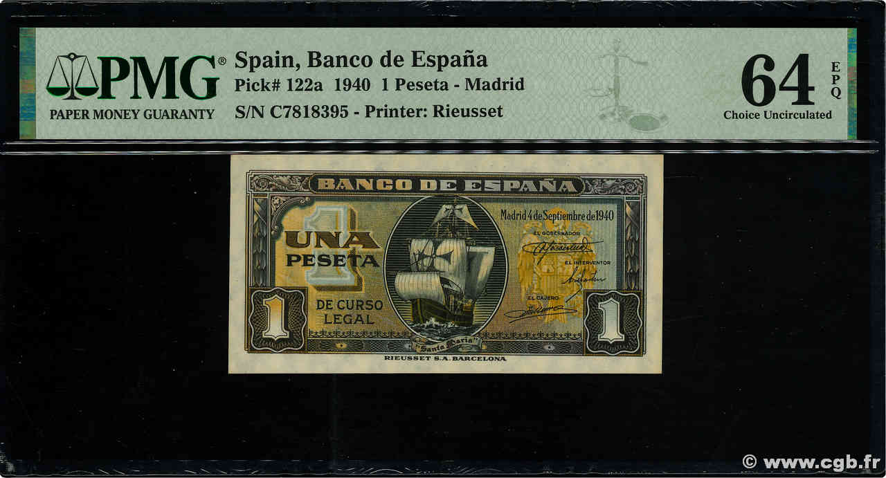 1 Peseta SPANIEN  1940 P.122a ST